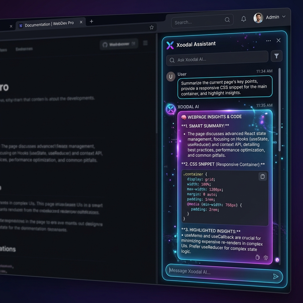 Xoodal AI Assistant panel